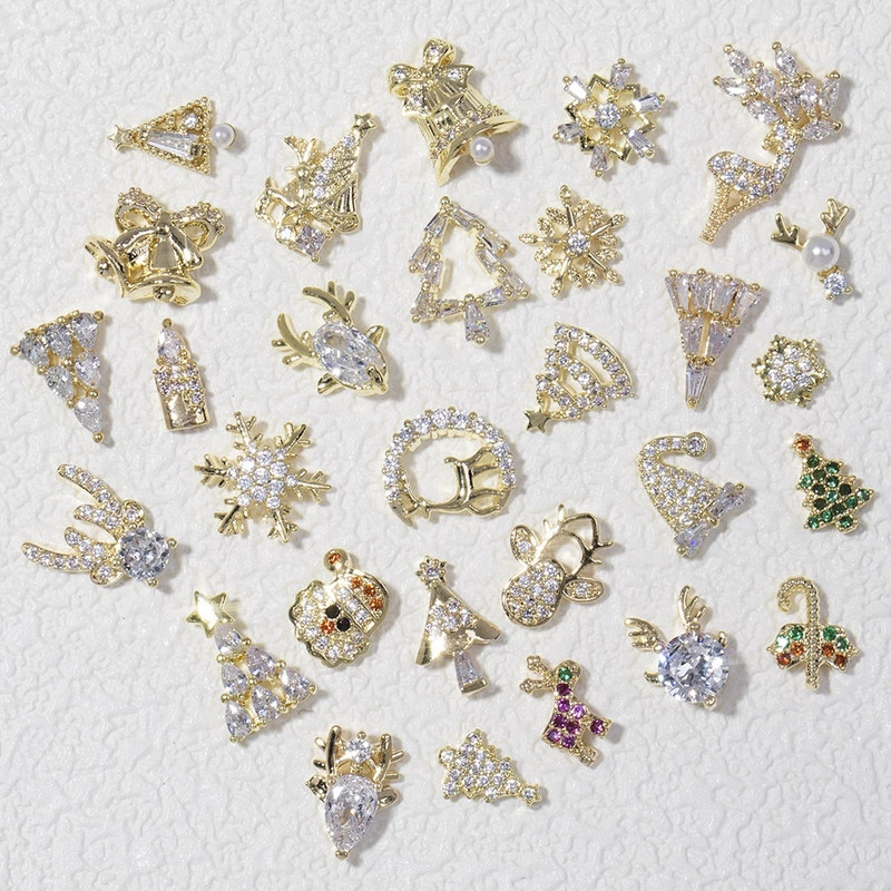 5kom luksuznih božićnih ukrasa za nokte Dijamantne pahulje Božićno drvce Dodaci za nokte DIY ukrasi za manikuru