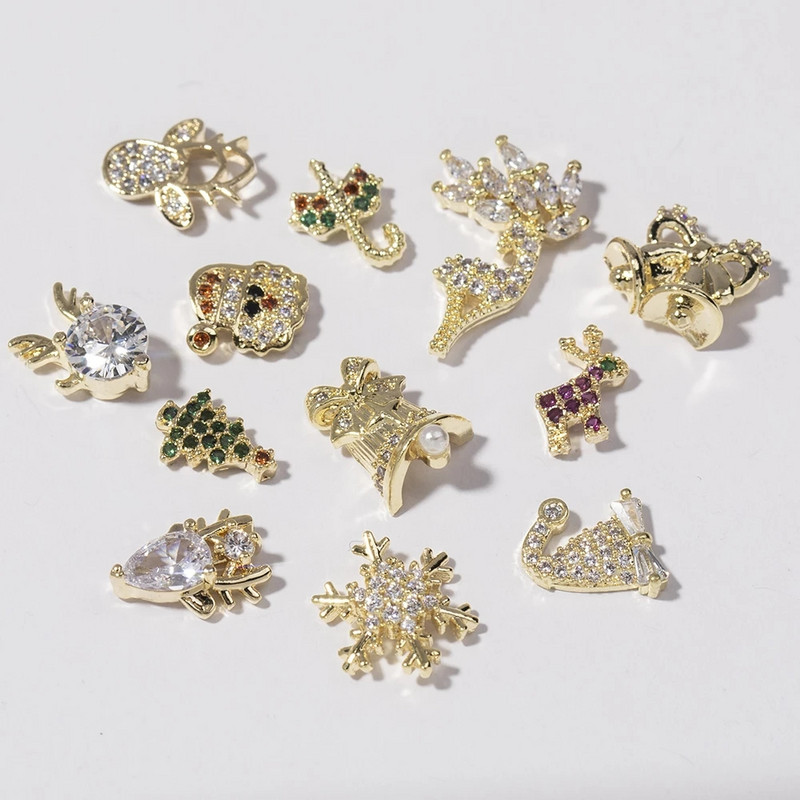 5kom luksuznih božićnih ukrasa za nokte Dijamantne pahulje Božićno drvce Dodaci za nokte DIY ukrasi za manikuru