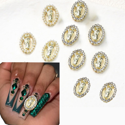 10 τμχ Luxury Nail Charms San Judas 3D Diamond Crystals Metal Nails Art Alloy Κοσμήματα Αξεσουάρ μανικιούρ Διακόσμηση