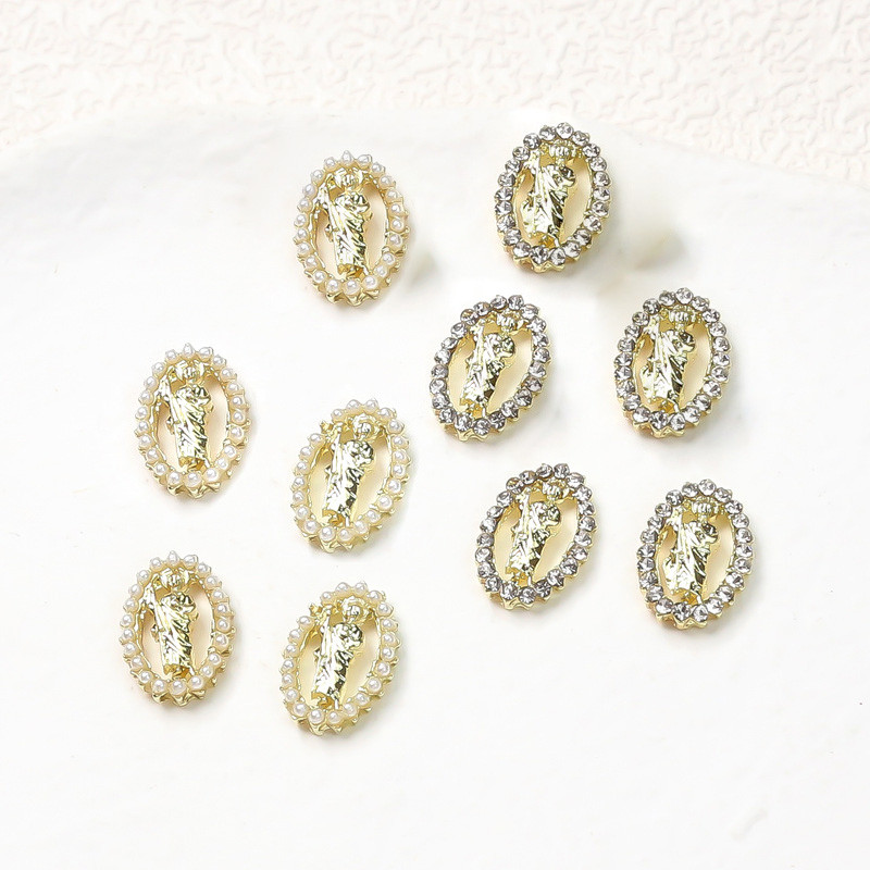 10 komada luksuznih privjesaka za nokte San Judas 3D dijamantni kristali Metalni ukrasi za nokte Legirani nakit Pribor za manikuru Dekoracija