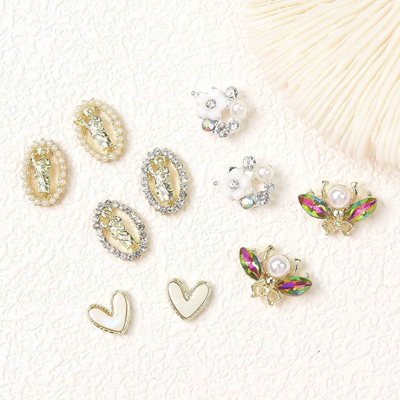 10 komada luksuznih privjesaka za nokte San Judas 3D dijamantni kristali Metalni ukrasi za nokte Legirani nakit Pribor za manikuru Dekoracija