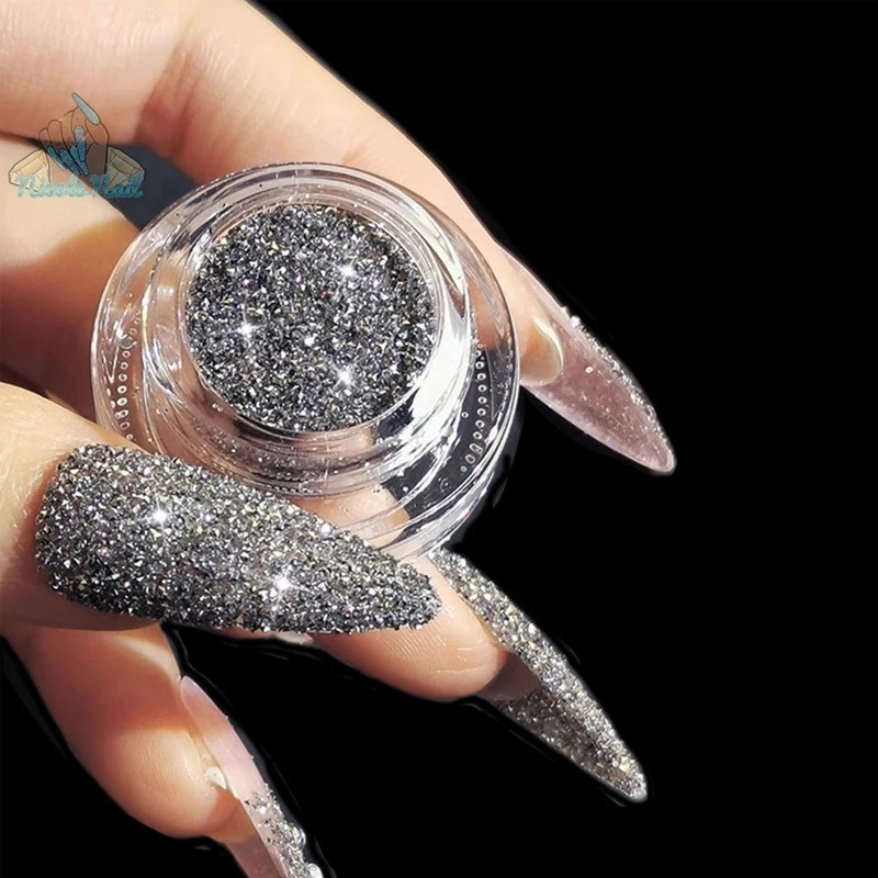 Reflektirajući Pixie Glitter Crystal Nails Rhinestones Charm Diamond Sparkle Micro Drill Nail Art DIY Decoration Tips