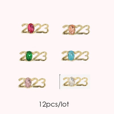 12 komada Nova godina 2023. Nail Art Charms Luksuzni jednostavni 3D cirkon Legura Nokti Ukrasi od nakita Dobavljači za manikuru