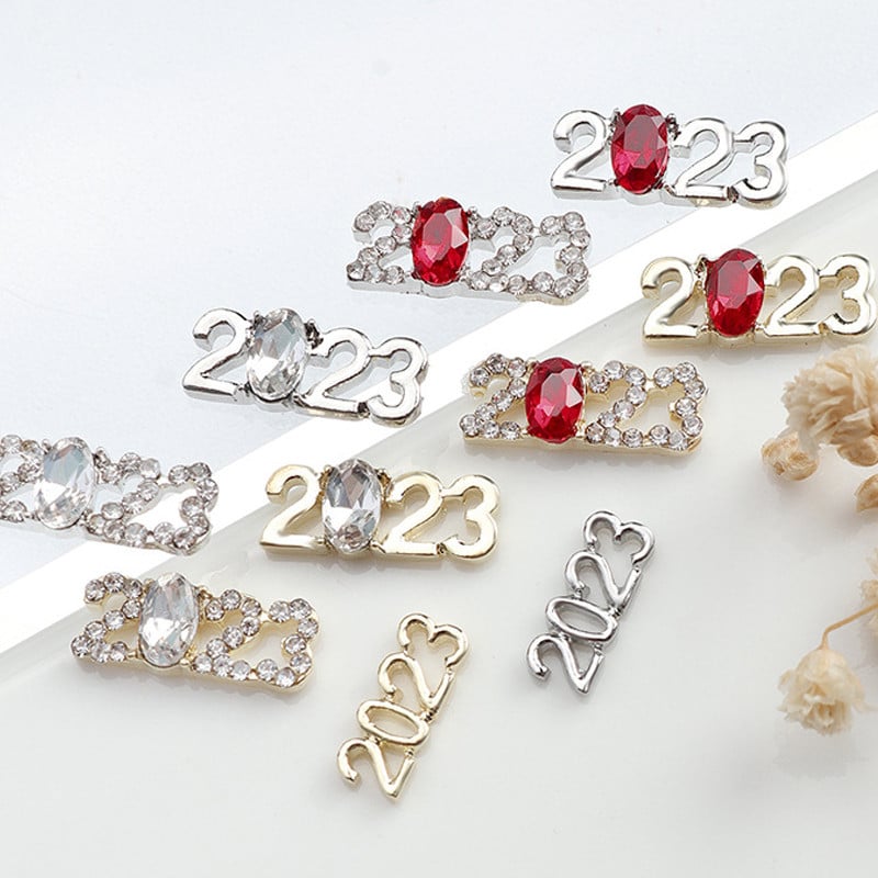 12 komada Nova godina 2023. Nail Art Charms Luksuzni jednostavni 3D cirkon Legura Nokti Ukrasi od nakita Dobavljači za manikuru
