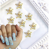 10db Star Nail Art Charms Fém luxus kristály köröm strassz dekorációs kellékek