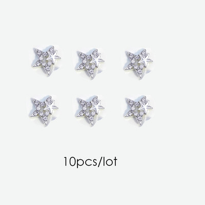 10db Star Nail Art Charms Fém luxus kristály köröm strassz dekorációs kellékek