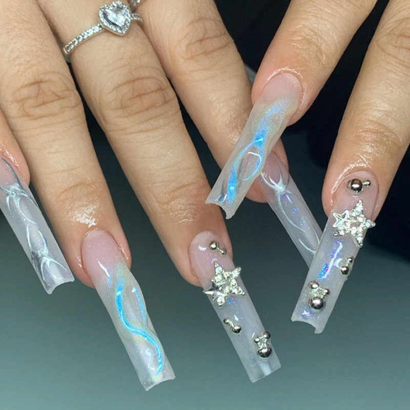 10db Star Nail Art Charms Fém luxus kristály köröm strassz dekorációs kellékek
