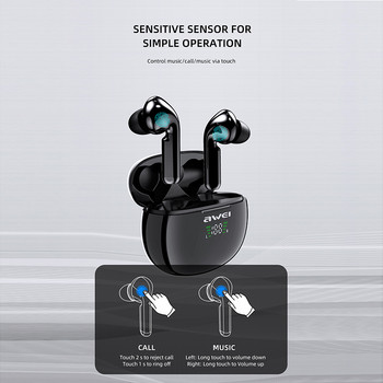 Ακουστικά Awei T15P Bluetooth 5.3 Γνήσια ασύρματα ακουστικά Gamer Ακουστικά HiFi με μικρόφωνο Sports Earhook Earphones
