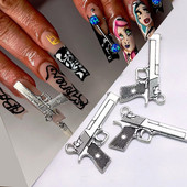 Gun Nail Charms Ασημένιο χρυσό κράμα κρεμαστό μέταλλο Κοσμήματα Piercing Nail Art Διακόσμηση αξεσουάρ