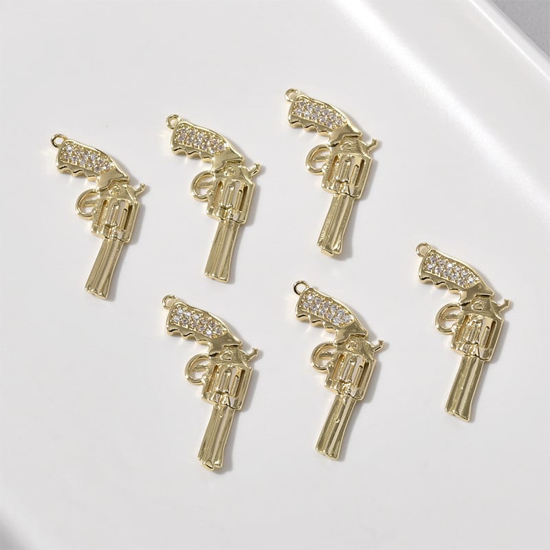 Gun Nail Charms Ασημένιο χρυσό κράμα κρεμαστό μέταλλο Κοσμήματα Piercing Nail Art Διακόσμηση αξεσουάρ