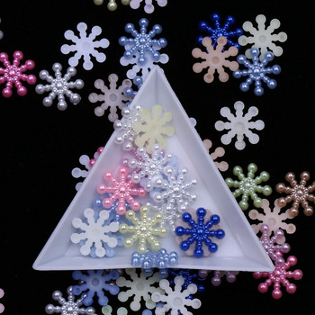 55 τμχ Pearl Snowflake Nail Charms Mixed Colorful Snow Nails Flakes Χριστουγεννιάτικες διακοσμήσεις DIY Αξεσουάρ για νυχάκια