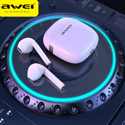 Awei T28 Bluetooth 5.3 Слушалки за поставяне в ушите Безжични бели/черни слушалки с микрофон Спортна кука за ухо за iPhone Hauwei Xiaomi