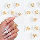 12 kom. Tri latice cvijeta Nail Art Charms 3D Pearl Floret Akrilni ukrasi za nokte za savjete za manikuru