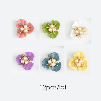 12 kom. Tri latice cvijeta Nail Art Charms 3D Pearl Floret Akrilni ukrasi za nokte za savjete za manikuru