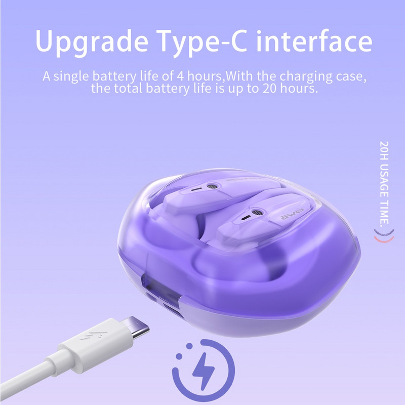 Căști fără fir Awei T25 Căști sport TWS Bluetooth 5.3 cu microfon Căști intraauriculare DNS Reducere zgomot Fone Bluetooth Comerț cu ridicata