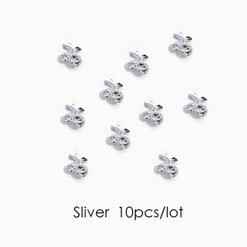 10 τμχ 3D Alloy Cherry Nail Art Rhinestones Ασημένια λαμπερά πολυτελή νύχια Charm Κοσμήματα για νύχια Συμβουλές για DIY Αξεσουάρ μανικιούρ