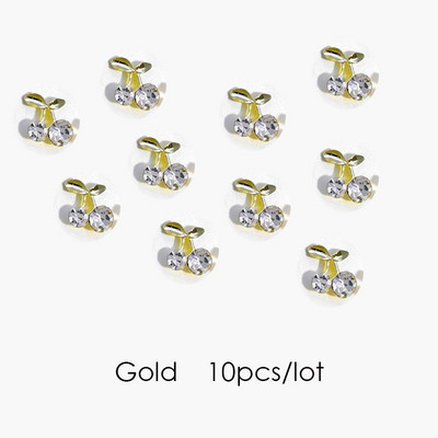 10 vnt. 3D lydinio vyšnių nagų dailės cirkonio sidabras Blizgantys prabangūs nagai žavingi papuošalai nagų antgaliai „pasidaryk pats“ manikiūro aksesuaras