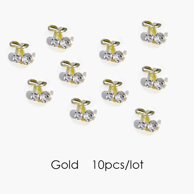 10 vnt. 3D lydinio vyšnių nagų dailės cirkonio sidabras Blizgantys prabangūs nagai žavingi papuošalai nagų antgaliai „pasidaryk pats“ manikiūro aksesuaras