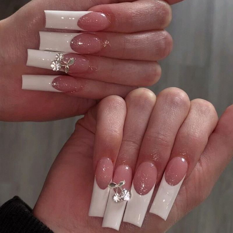 10 vnt. 3D lydinio vyšnių nagų dailės cirkonio sidabras Blizgantys prabangūs nagai žavingi papuošalai nagų antgaliai „pasidaryk pats“ manikiūro aksesuaras