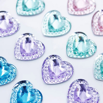 Heart Crystal Gems Nail Charms 3D Glitter Diamond FlatBack Nails Rhinestones Μανικιούρ Αξεσουάρ Kawaii