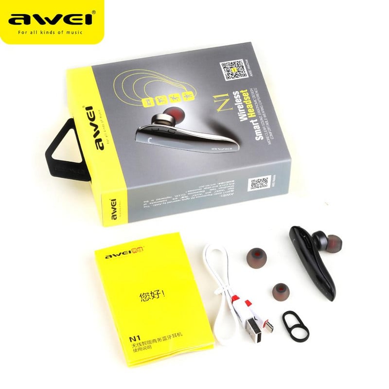 Awei N1 Wireless Bluetooth Earphones Business Earbuds Ακουστικά για ένα αυτί με μικρόφωνο Hand Free ακουστικό για iPhone Android