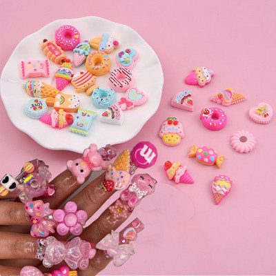 20 τεμ./Παρτίδα Kawaii Nail Art Decoration Charms Mixed Cute Cream Cake Ice-Cream Nail Art αξεσουάρ για DIY μανικιούρ