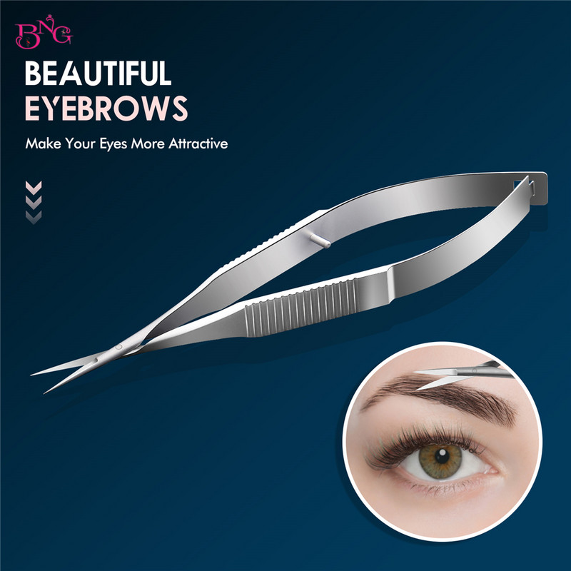 Foarfece drepte din oțel inoxidabil pentru stoarcere Foarfece pentru păr facial Trimmer sprâncene Foarfece de îngrijire pentru modelarea urechii nasului cuticulelor