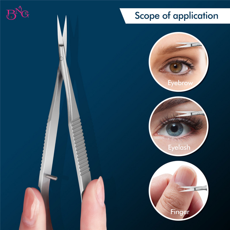 Foarfece drepte din oțel inoxidabil pentru stoarcere Foarfece pentru păr facial Trimmer sprâncene Foarfece de îngrijire pentru modelarea urechii nasului cuticulelor