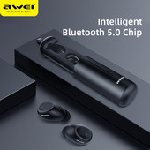 Awei T5 T55 3D vezeték nélküli Bluetooth fülhallgató TWS fülhallgató fülbe helyezhető zajszűrő játék sztereó fejhallgató sport fejhallgatóhoz