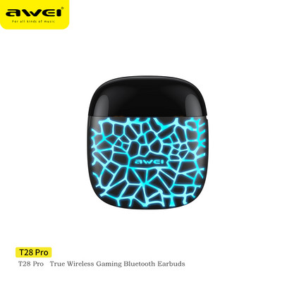 Awei T28Pro/T28/T28P TWS Bezdrôtové Bluetooth slúchadlá do uší Basové slúchadlá Mini slúchadlá s mikrofónom RGB Herné slúchadlá