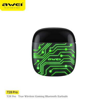 Awei T28Pro/T28/T28P TWS Bezdrôtové Bluetooth slúchadlá do uší Basové slúchadlá Mini slúchadlá s mikrofónom RGB Herné slúchadlá