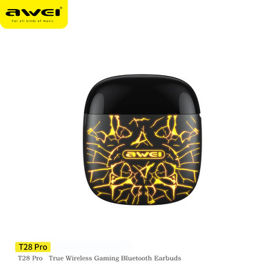 Awei T28Pro/T28/T28P TWS Bezdrôtové Bluetooth slúchadlá do uší Basové slúchadlá Mini slúchadlá s mikrofónom RGB Herné slúchadlá