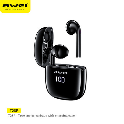 Awei T28Pro/T28/T28P TWS Bezdrôtové Bluetooth slúchadlá do uší Basové slúchadlá Mini slúchadlá s mikrofónom RGB Herné slúchadlá