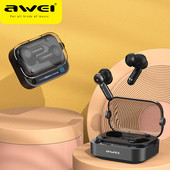 Awei T58 Bluetooth 5.3 Ασύρματα ακουστικά στα αυτιά Ακουστικά HiFi Bass TWS Ακουστικά με φωτισμό RGB Ακουστικά παιχνιδιών χαμηλής καθυστέρησης