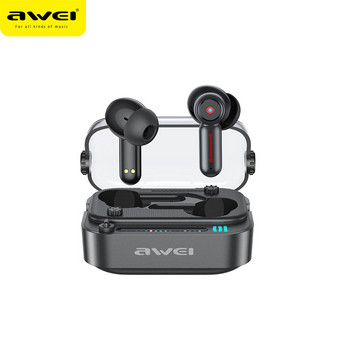 Awei T58 Bluetooth 5.3 Ασύρματα ακουστικά στα αυτιά Ακουστικά HiFi Bass TWS Ακουστικά με φωτισμό RGB Ακουστικά παιχνιδιών χαμηλής καθυστέρησης