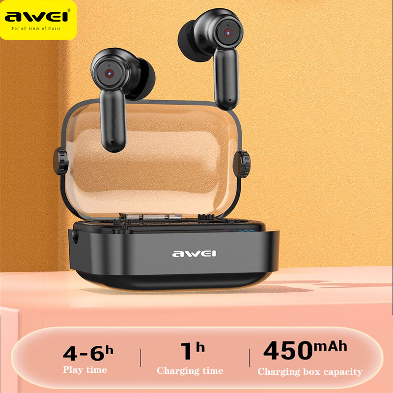 Awei T58 Bluetooth 5.3 Ασύρματα ακουστικά στα αυτιά Ακουστικά HiFi Bass TWS Ακουστικά με φωτισμό RGB Ακουστικά παιχνιδιών χαμηλής καθυστέρησης