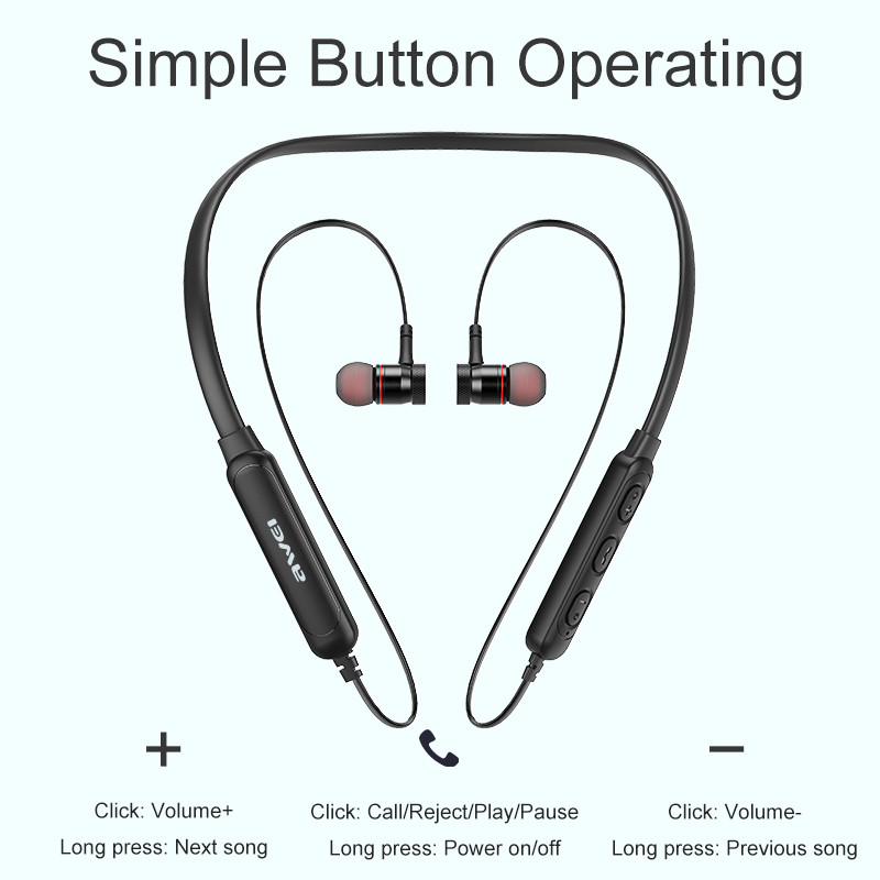 Awei G10BL Bezdrôtové slúchadlá na krk Bluetooth 4.2 Športové slúchadlá do uší 3D Fone Bežecké stereo slúchadlá CNC slúchadlá s mikrofónom