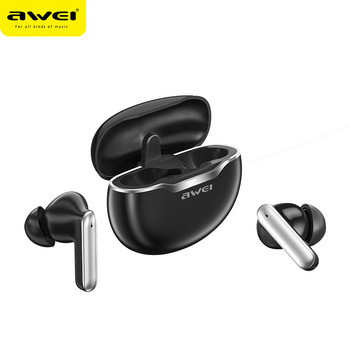 Awei T50 Fone Bluetooth слушалки TWS Безжични спортни слушалки с микрофон Сензорно управление Слушалки Type-C Водоустойчиви слушалки