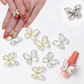 10 vnt. 3D Cat Eye Drugeliai Nagų žavesiai Kalnų krištolas Prabangus lydinys Cirkonas Drugeliai Nagų dailės dekoracijos Priedai „Pasidaryk pats“