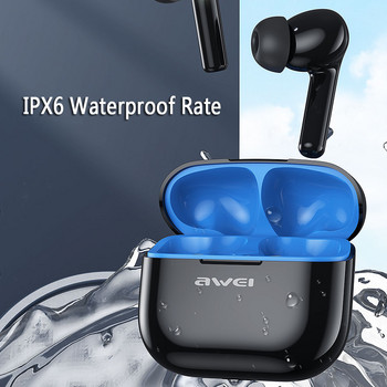 Awei T1pro TWS ασύρματα ακουστικά Bluetooth 5.3 Αθλητικά ακουστικά με μικρόφωνο σε αυτί Ακουστικά αφής Bluetooth
