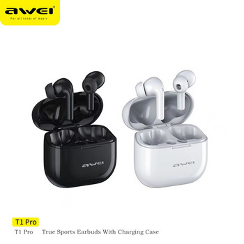 Awei T1pro TWS ασύρματα ακουστικά Bluetooth 5.3 Αθλητικά ακουστικά με μικρόφωνο σε αυτί Ακουστικά αφής Bluetooth