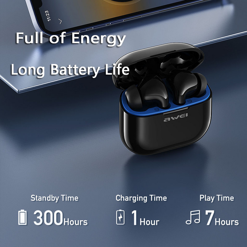 Awei T1pro TWS Bežične slušalice Bluetooth 5.3 Slušalice Sportske slušalice s mikrofonom In-Ear Slušalice Touch Control Fone Bluetooth