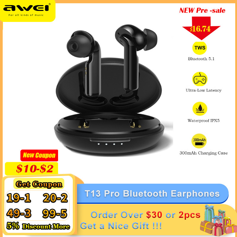„Awei T38“ belaidės „Bluetooth“ ausinės TWS ausinės triukšmą mažinančios ausinės „HiFi“ stereofoninės ausinės su mikrofonu NAUJIENA