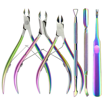 Arte Clavo Colorful Nail Pusher Tweezer Dead Skin Remover Clipper Ανοξείδωτο ατσάλι UV Gel Remover Pusher Nail Art Tools