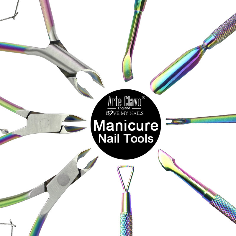 Arte Clavo šareni gurač zanoktica pinceta šišač za uklanjanje mrtve kože šišač za uklanjanje UV gela od nehrđajućeg čelika gurač alati za uređenje noktiju