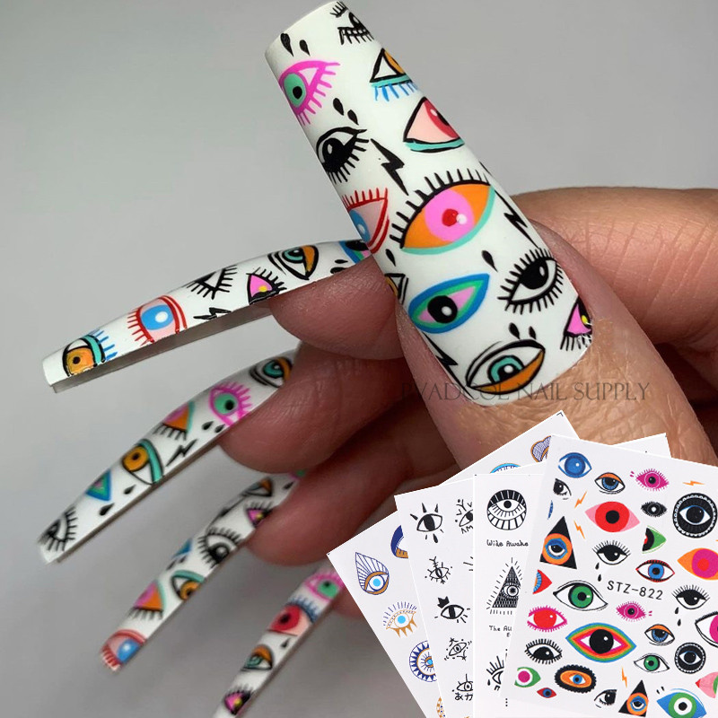 Kawaii Napvirágok Mosolygós Arc Köröm Art Matricák Öntapadós Csúszkák Manikűr Dekoráció
