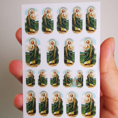 San Judas 3D αυτοκόλλητο νυχιών Virgin Mary Nails Art Transfer Αυτοκόλλητα Αυτοκόλλητα με ολισθαίνοντα φύλλο αλουμινόχαρτο Διακοσμήσεις για μανικιούρ