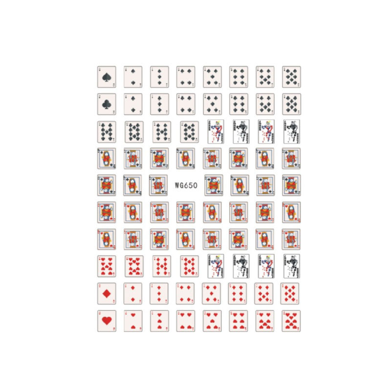 3D poker dizajn Naljepnice za uređenje noktiju Samoljepljive karte za igranje Naljepnice za nokte Klizači za manikuru Dekoracija