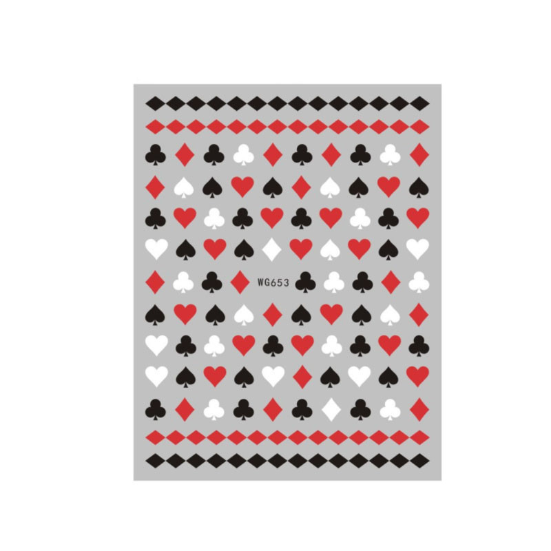 3D poker dizajn Naljepnice za uređenje noktiju Samoljepljive karte za igranje Naljepnice za nokte Klizači za manikuru Dekoracija
