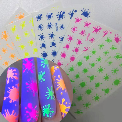 5 φύλλα/παρτίδα Neon Fireworks Nail Art Αυτοκόλλητο Φθορίζον νερό Μεταφοράς Νυχιών Αυτοκόλλητα νυχιών Αλουμινόχαρτο Συμβουλές για μανικιούρ